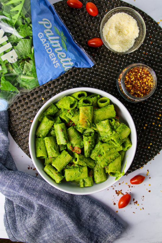 Pasta mixed in Turnip Green Sauce