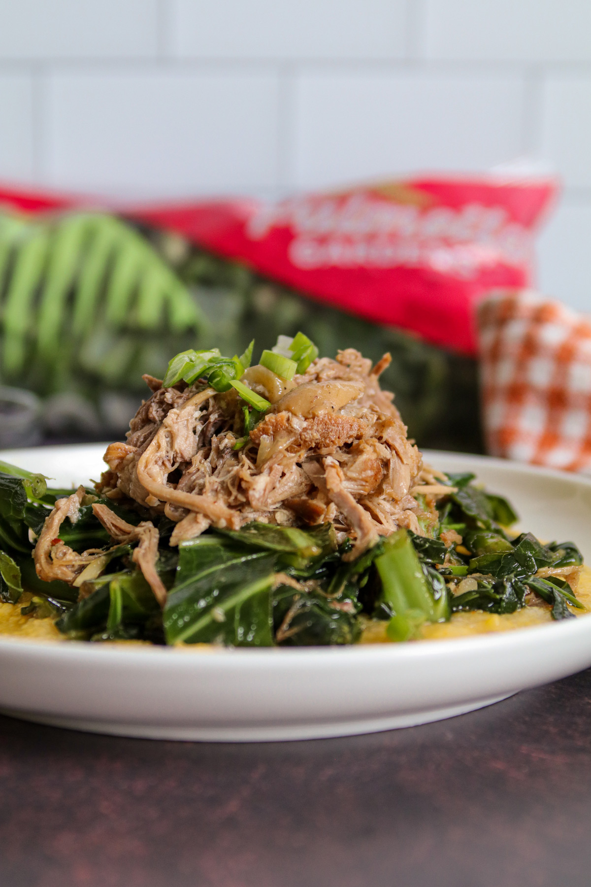 Angled shot of the simple instant pot pulled pork