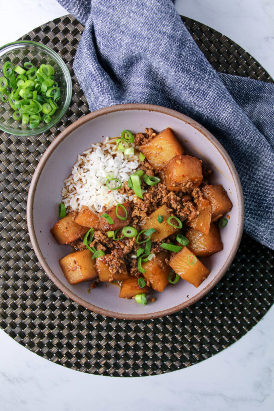 Lu rou fan braised pork with daikon and rice