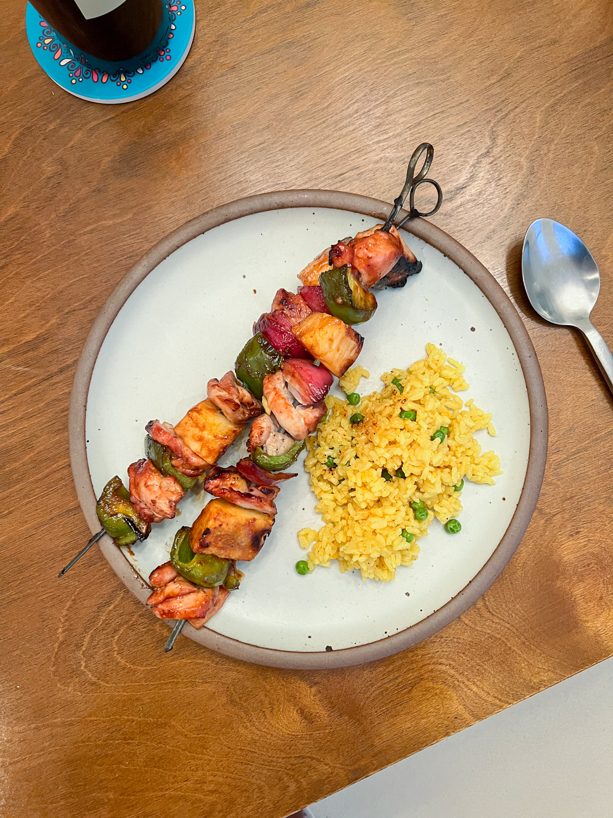 Healthy sweet and sour chicken skewers made on the grill