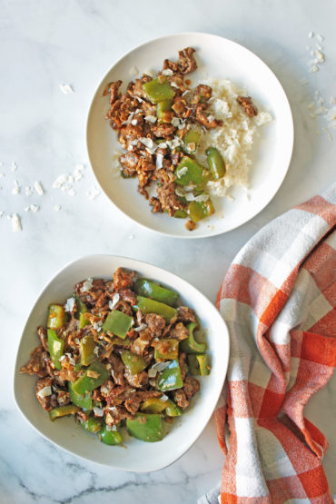 Black pepper steak with coconut gravy